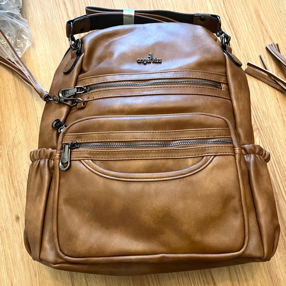 Angel Kiss Brown Backpack Purse